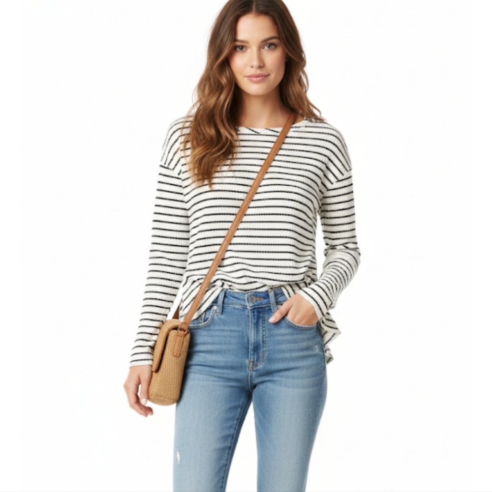 We the free peplum style  stripe pullover top size S/p